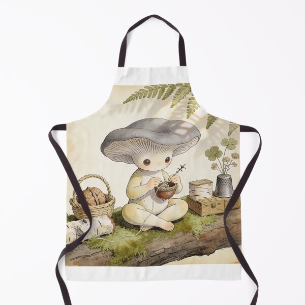 Item preview, Mushroom Folk Mending - Cottagecore Forest Art designed and sold by PictorialWhimsy.