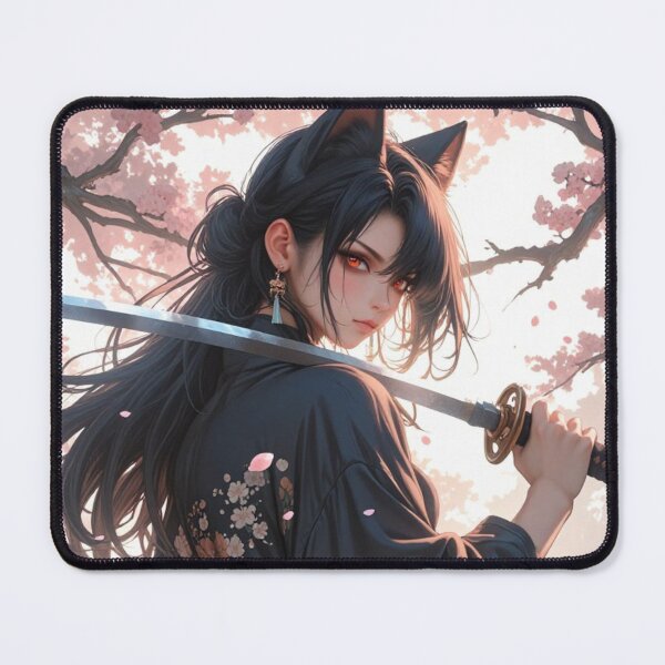 Item preview, Neko Anime Girl Japanese Samurai Girl designed and sold by Kyoot Prints.