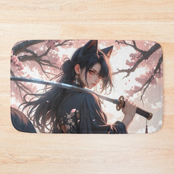 Item preview, Neko Anime Girl Japanese Samurai Girl designed and sold by Kyoot Prints.