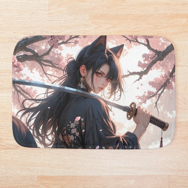 Item preview, Neko Anime Girl Japanese Samurai Girl designed and sold by Kyoot Prints.