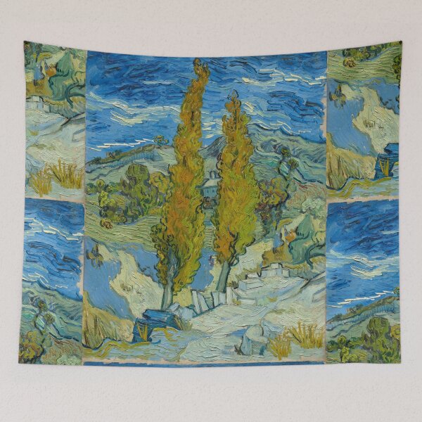 Item preview, Two Poplars in the Alpilles Near Saint Rémy by Vincent van Gogh: Expressive Landscape Poster designed and sold by artofuniverse.