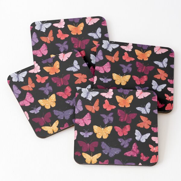 Item preview, Vibrant Butterfly Pattern Black Background designed and sold by NicolasGlowArt.