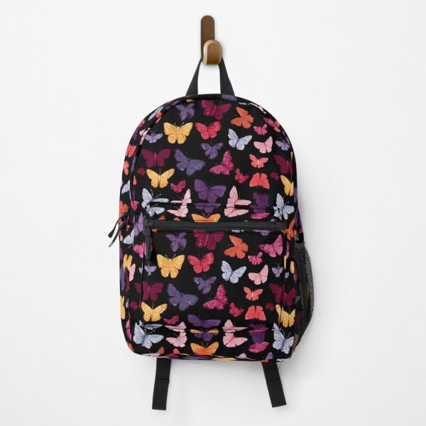 Item preview, Vibrant Butterfly Pattern Black Background designed and sold by NicolasGlowArt.