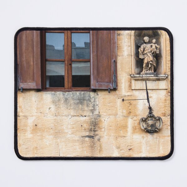Item preview, Historic Stone Wall Window With Wooden Shutters And Religious Niche Statue, Old Architecture designed and sold by Nmallia.