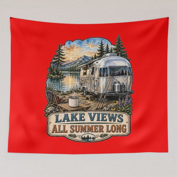 Item preview, Happy RVing Camper Art Design Lake Views All Summer Long designed and sold by fantasticdesign.