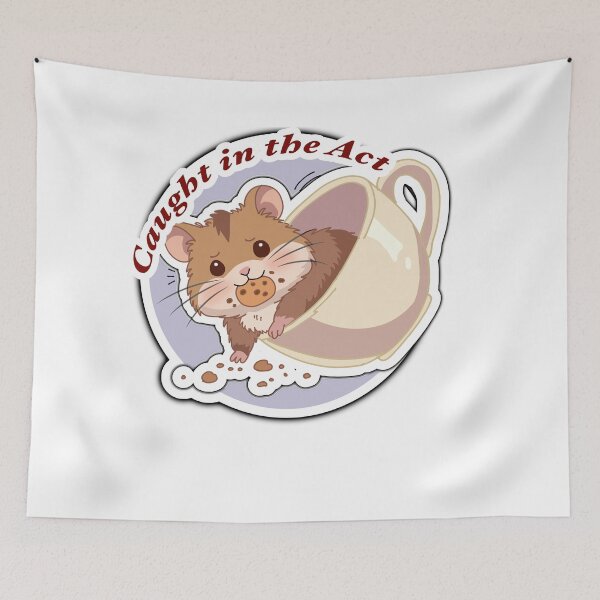 Item preview, Caught in the Act Hamster Sticker – Cute Kawaii Cookie Lover Hamster in Mug Funny Snack Design designed and sold by pn_terest.