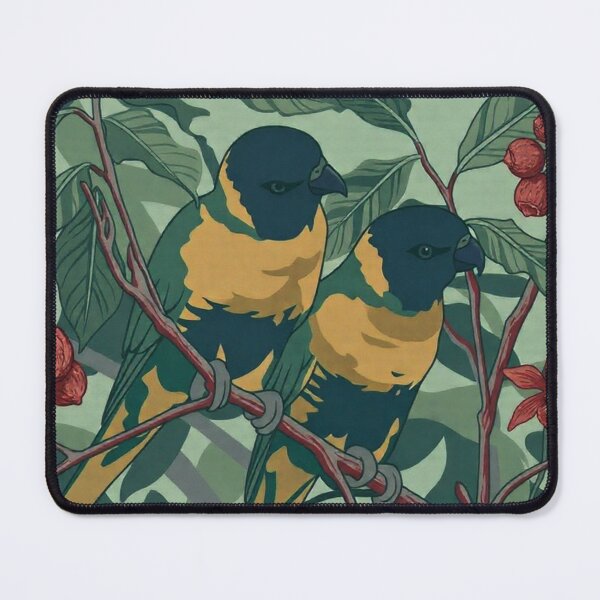Item preview, Serene Pair of Parrots – Muted Botanical Garden Illustration designed and sold by BLUESKY11a.
