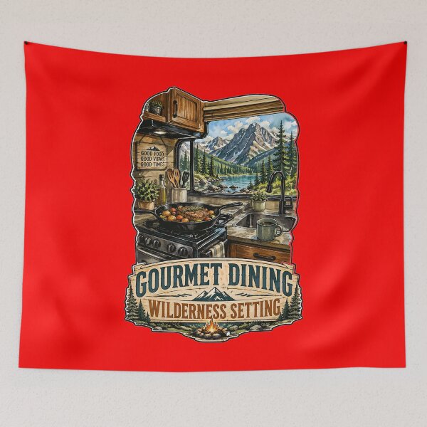 Item preview, Happy RVing Camper Design Gourmet Dining Wilderness Setting designed and sold by fantasticdesign.