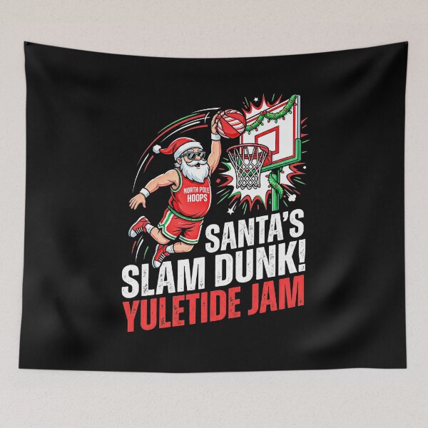 Item preview, Santa Slam Dunk Yuletide Jam Funny Christmas Basketball Player designed and sold by graphixpolash.