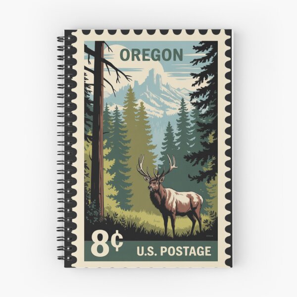 Item preview, Vintage U.S. postage stamp illustration of Oregon wilderness designed and sold by 123ks.