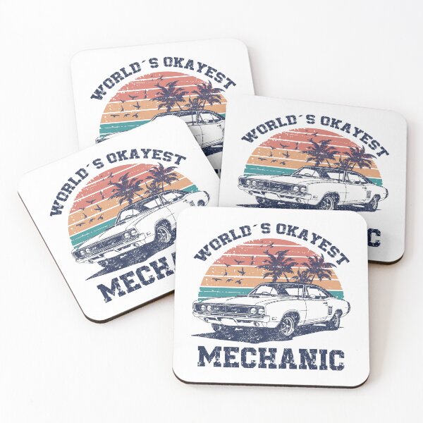 Item preview, World’s Okayest Mechanic Funny Muscle Car Retro Sunset Design Car Guy Gift designed and sold by Dmetalx Art Apparel.