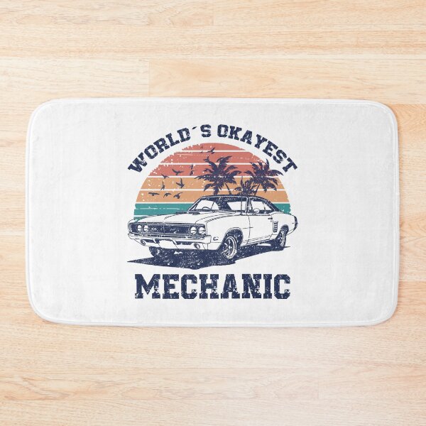 Item preview, World’s Okayest Mechanic Funny Muscle Car Retro Sunset Design Car Guy Gift designed and sold by Dmetalx Art Apparel.