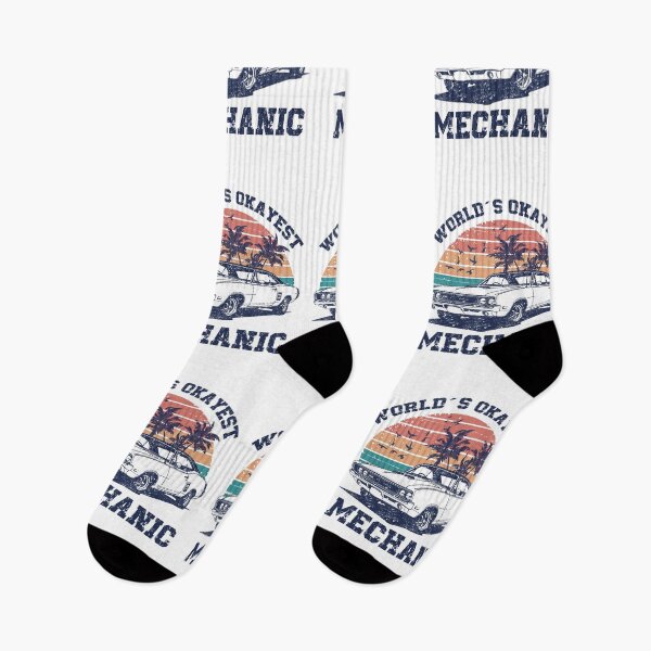 Item preview, World’s Okayest Mechanic Funny Muscle Car Retro Sunset Design Car Guy Gift designed and sold by Dmetalx Art Apparel.