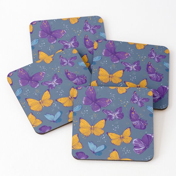 Item preview, Vibrant Purple Yellow Butterfly Pattern designed and sold by NicolasGlowArt.