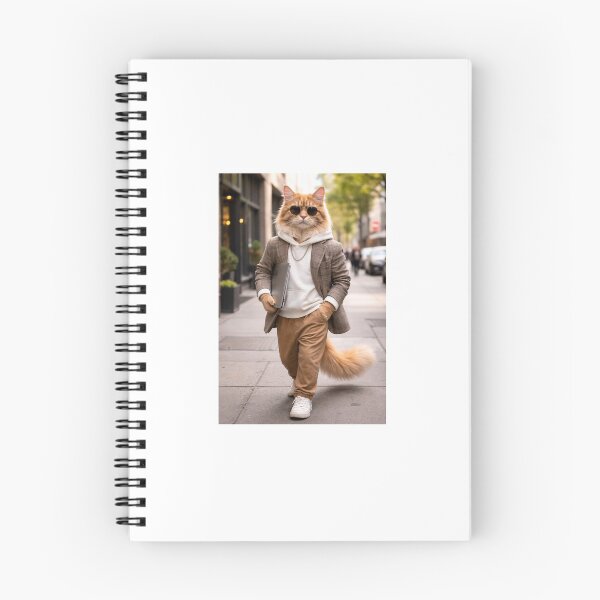 Item preview, CEO cat with laptop- Ginger Maine Coon Boss in streetwear designed and sold by GlitterAndStars.