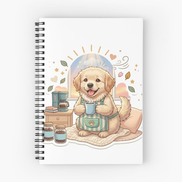 Item preview, Fluffy Dog Drinking Coffee in Cozy Bedroom at Sunrise Window – Peaceful Morning Routine Sticker designed and sold by wildbest.