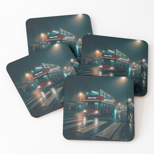 Item preview, Rainy London Bus Scene, Night City Art designed and sold by The Digital Compass.