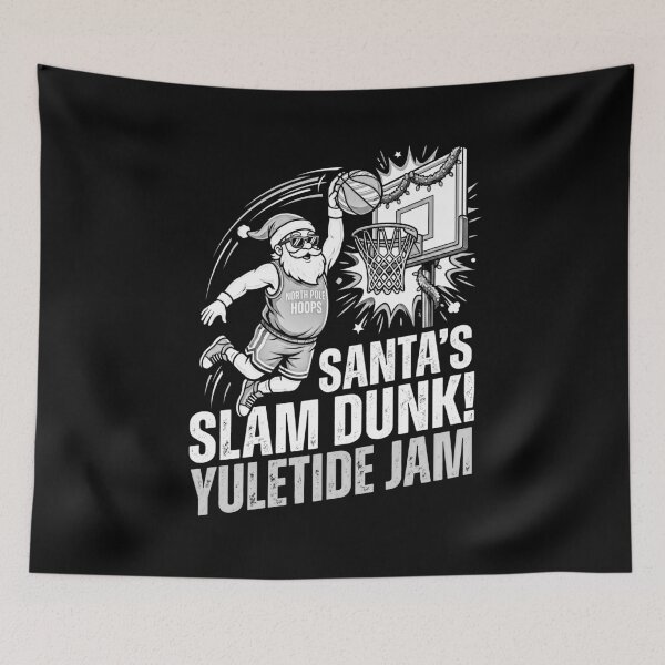 Item preview, Santa Slam Dunk Yuletide Jam Funny Christmas Basketball Player designed and sold by graphixpolash.