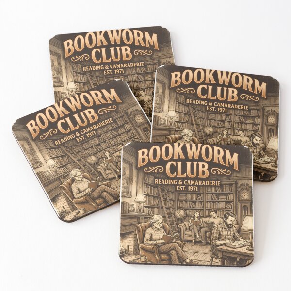 Item preview, Vintage Bookworm Club Cozy Library Reading Illustration  designed and sold by urbinet.