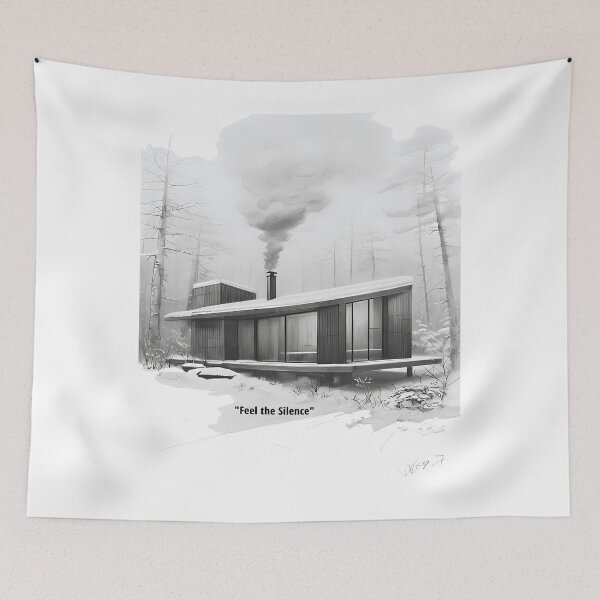Item preview, Feel the Silence - Modern Winter Cabin Architecture designed and sold by Modern Nest Art.