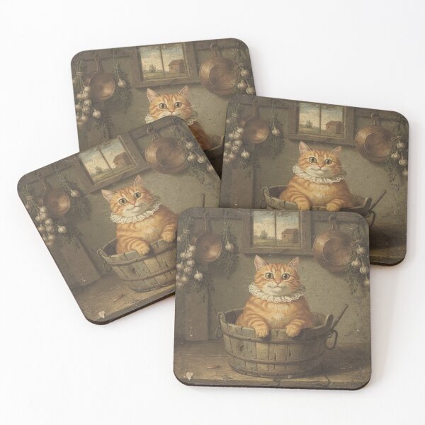 Item preview, Orange Cat in Butter Churn - Folk Art Portrait designed and sold by PictorialWhimsy.