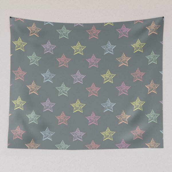 Item preview, Oversized Sketchy Candy Rainbow Stars - Charcoal Grey designed and sold by Daniel Bevis Design.