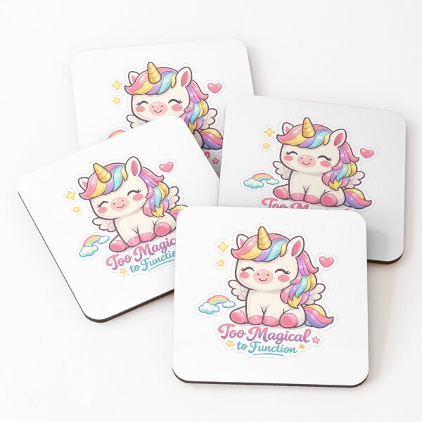 Item preview, Too Magical to Function Sticker — Kawaii Unicorn Funny Sassy Quote Rainbow Wings Alicorn Gift Cute Humor Decal designed and sold by CosyCush.