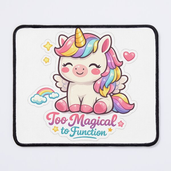 Item preview, Too Magical to Function Sticker — Kawaii Unicorn Funny Sassy Quote Rainbow Wings Alicorn Gift Cute Humor Decal designed and sold by CosyCush.