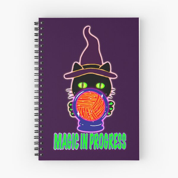 Item preview, Magic in Progress – Cute Knitting Witch Cat Sticker, Crochet Lover Gift, Neon Cat Design designed and sold by ArtyWares.
