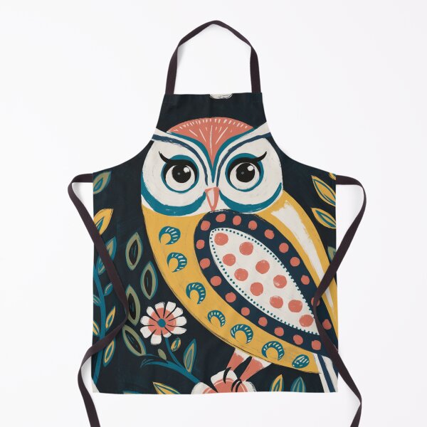 Item preview, Colorful Folk Art Owl with Flowers | Botanical Bird Painting designed and sold by Filora Atelier | Bird Art.