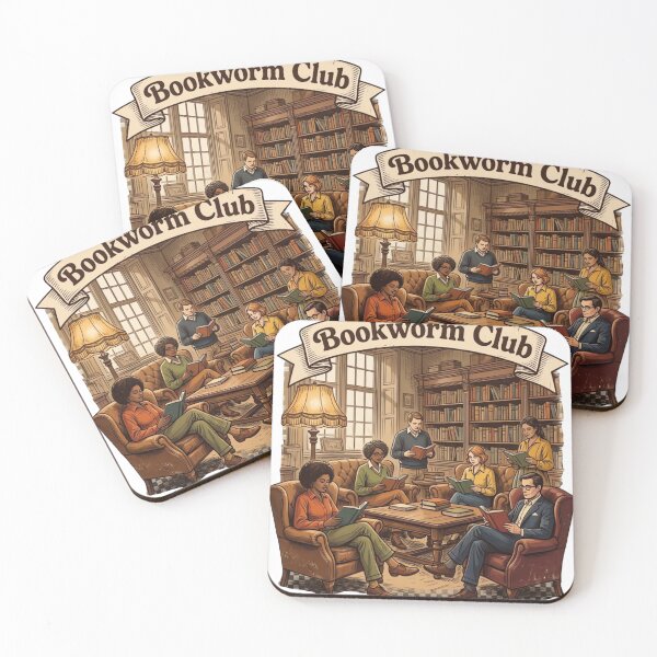 Item preview, Retro Bookworm Club Library Scene Vintage Readers Illustration designed and sold by urbinet.