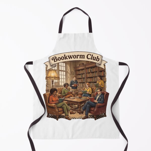 Item preview, Retro Bookworm Club Library Scene Vintage Readers Illustration designed and sold by urbinet.