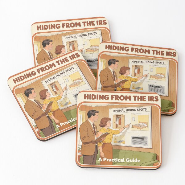 Item preview, Hiding From IRS - Retro 70s Parody Art designed and sold by PictorialWhimsy.