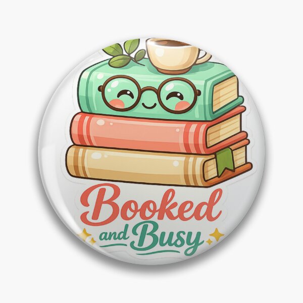 Item preview, Booked and Busy Sticker — Kawaii Books Coffee Cup Funny Reader Pun Book Lover Gift Bookworm Librarian Decal designed and sold by CosyCush.