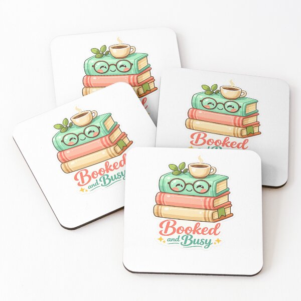 Item preview, Booked and Busy Sticker — Kawaii Books Coffee Cup Funny Reader Pun Book Lover Gift Bookworm Librarian Decal designed and sold by CosyCush.