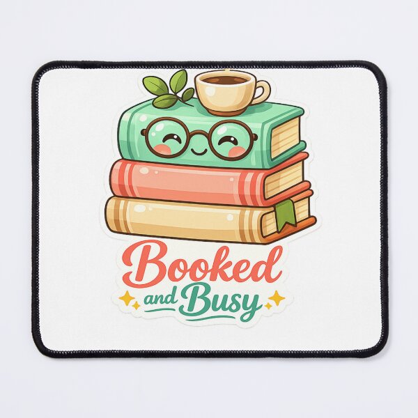 Item preview, Booked and Busy Sticker — Kawaii Books Coffee Cup Funny Reader Pun Book Lover Gift Bookworm Librarian Decal designed and sold by CosyCush.