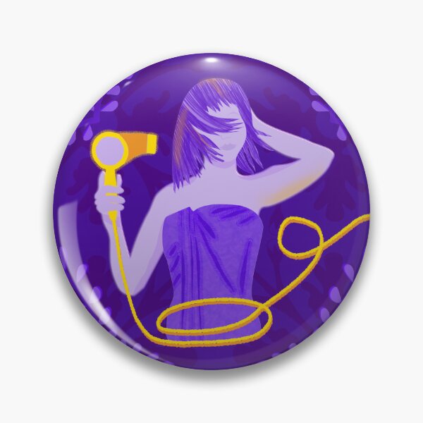 Item preview, Chica se seca el pelo con energía solar, fondo violeta designed and sold by WONDERPRINTVALLEY.