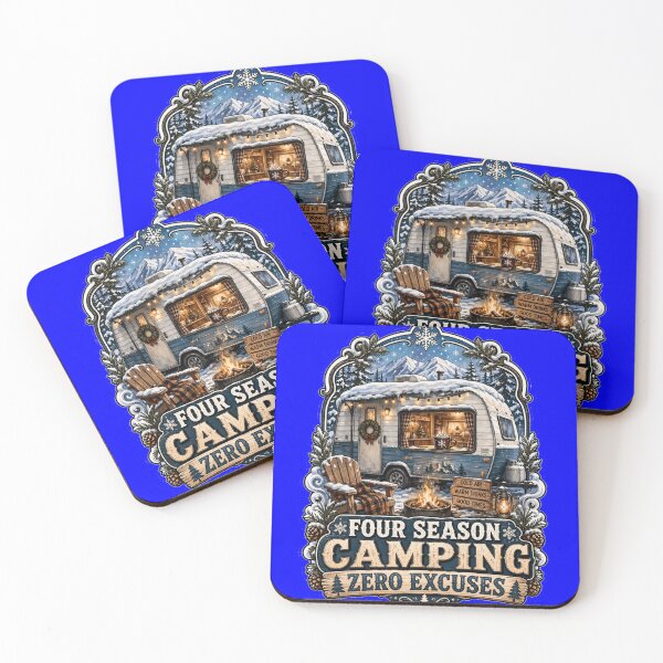 Item preview, Happy RVing Camper Design Four Season Camping Zero Excuses designed and sold by fantasticdesign.