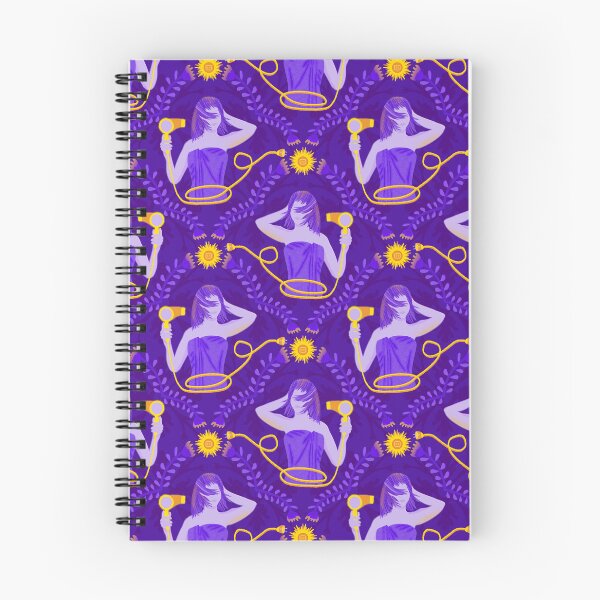Item preview, Girl dries her hair using solar energy, purple background designed and sold by WONDERPRINTVALLEY.