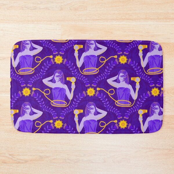 Item preview, Girl dries her hair using solar energy, purple background designed and sold by WONDERPRINTVALLEY.