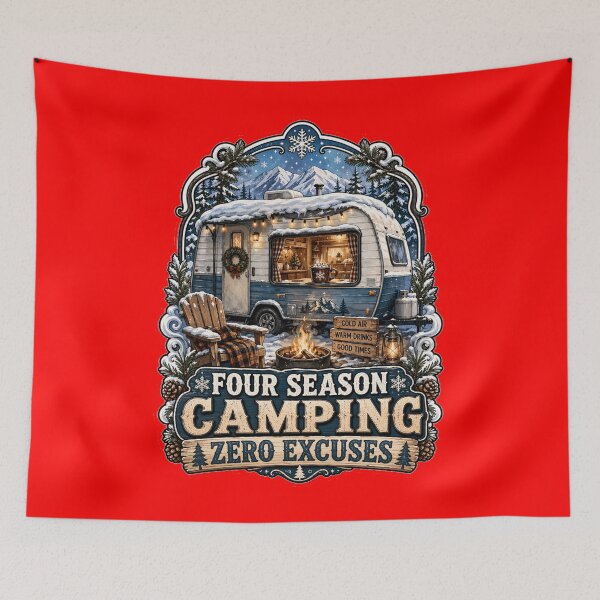 Item preview, Happy RVing Camper Design Four Season Camping Zero Excuses designed and sold by fantasticdesign.