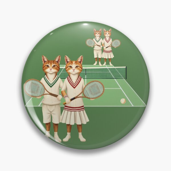 Item preview, Anthropomorphic Cat Tennis Couple | Gift for Tennis Lover designed and sold by UnhingedBird.