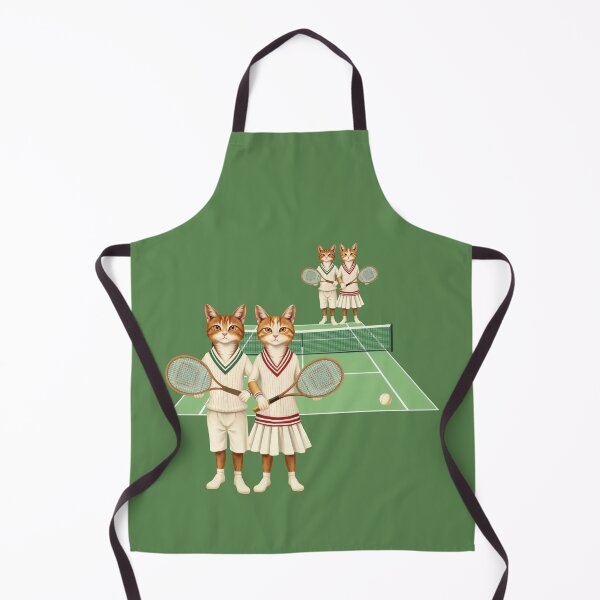 Item preview, Anthropomorphic Cat Tennis Couple | Gift for Tennis Lover designed and sold by UnhingedBird.