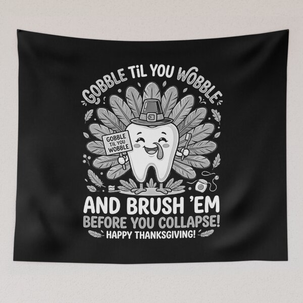 Item preview, Gobble Til You Wobble Brush Em Funny Dentist Thanksgiving Turkey Tooth designed and sold by graphixpolash.