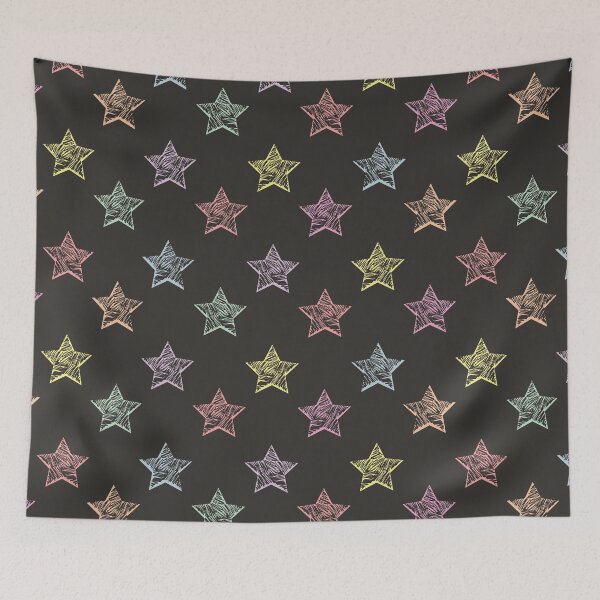 Item preview, Oversized Sketchy Candy Rainbow Stars - Onyx Black designed and sold by Daniel Bevis Design.