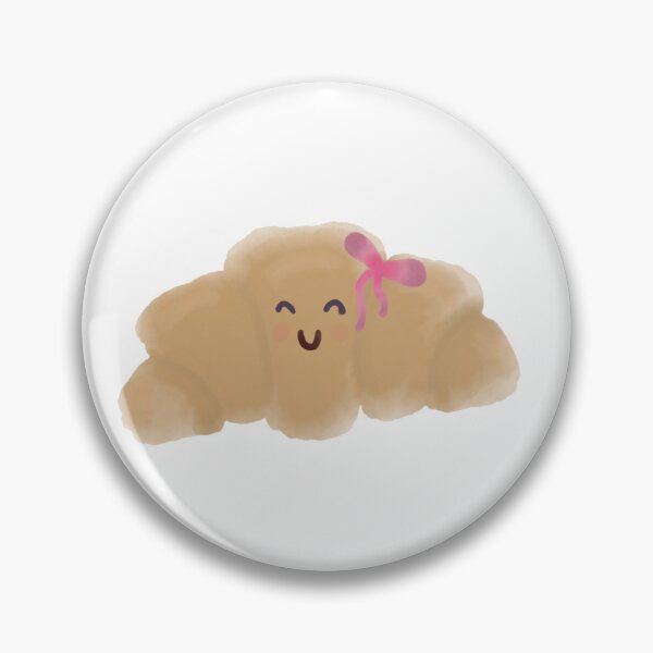 Item preview, Cute Kawaii Croissant with Pink Bow designed and sold by Vimi Doodles.