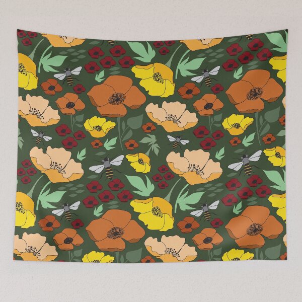 Item preview, Flower Petals and Bees Green designed and sold by MathisDesigns.