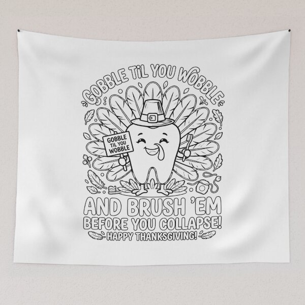 Item preview, Gobble Til You Wobble Brush Em Dentist Thanksgiving Tooth Turkey designed and sold by graphixpolash.