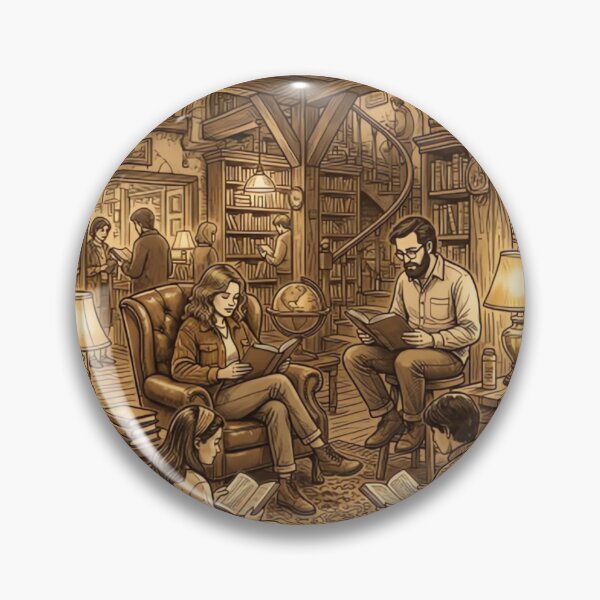 Item preview, Vintage Bookworm Club Community Cozy Library Circle Illustration designed and sold by urbinet.