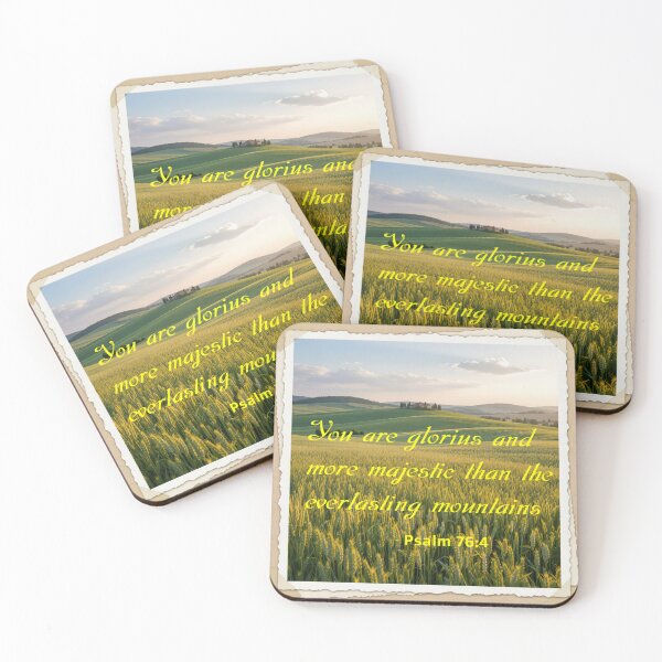 Item preview, Scripture verse Psalm 76:4 majestic mountains designed and sold by Robo-Mart Smart Shopping.